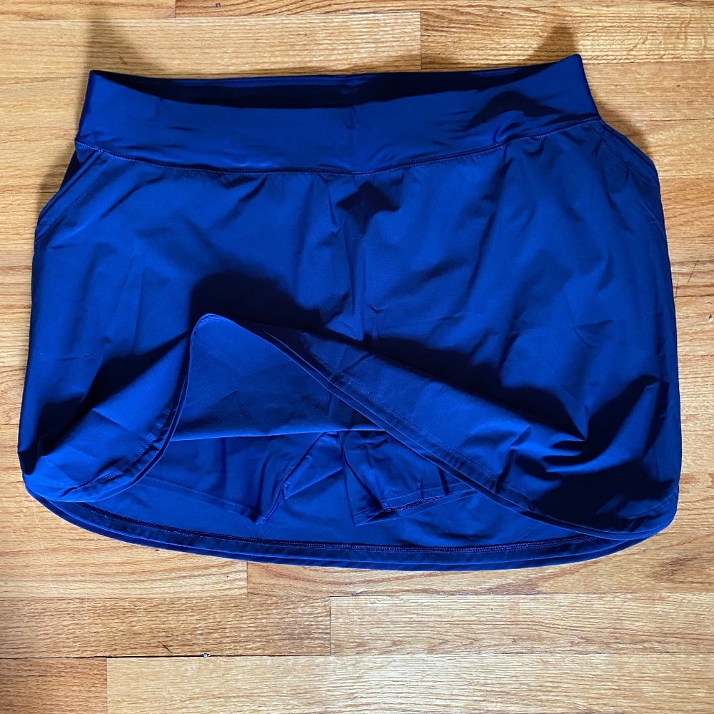 Lands End Swim Navy Blue Quick Dry Elastic Waist Board Skort 20W